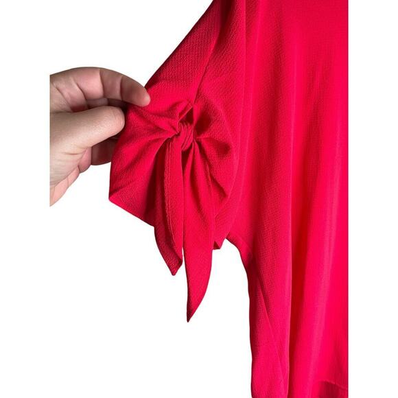 Michael Kors Top Short Sleeves Tie Cuffs Round Neck Peach Womens Size Large NWT - Picture 3 of 6